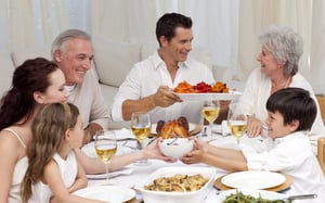 Family having a big dinner together at home