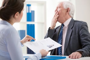 View of bored boss during job interview