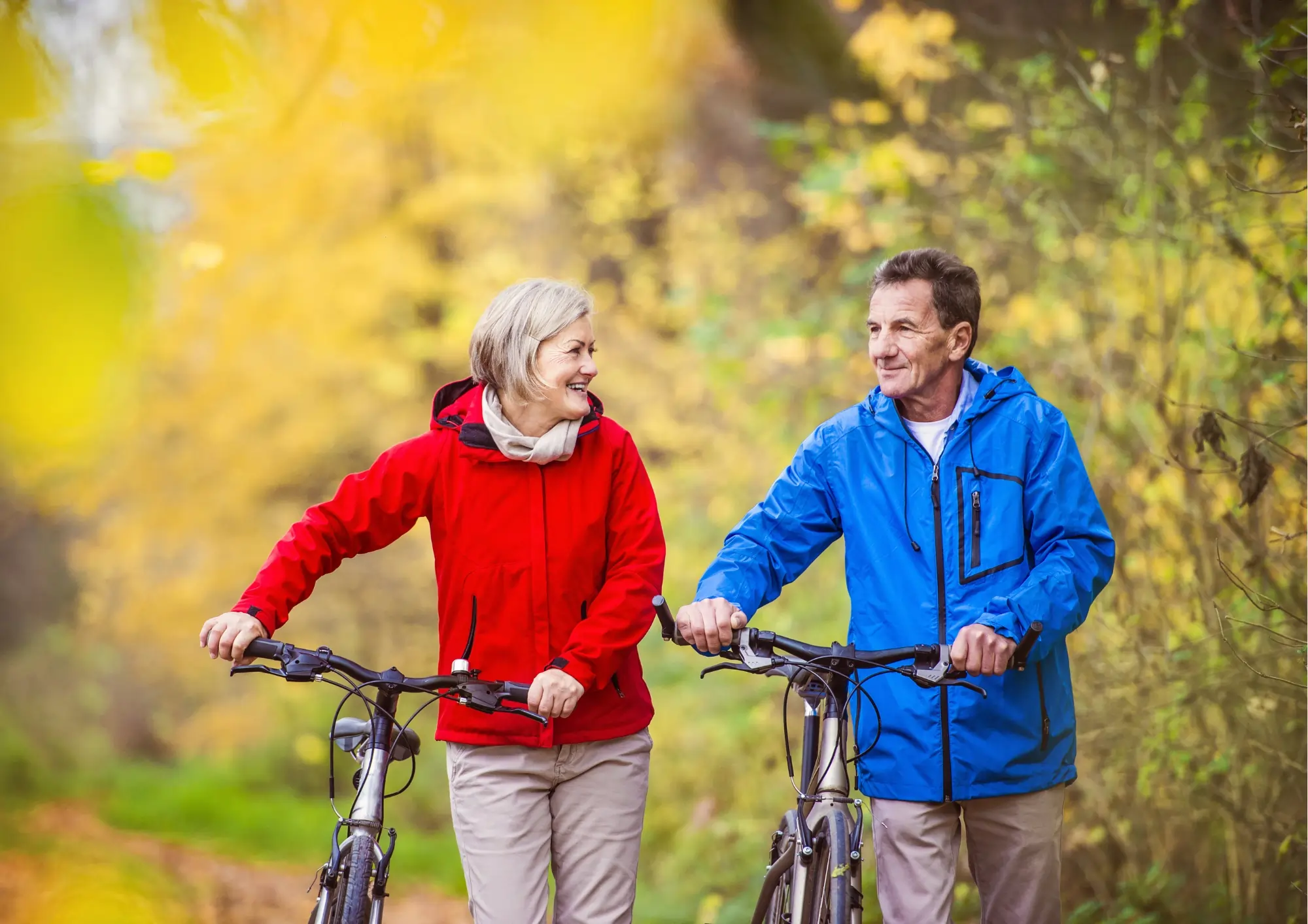 Mature couple with bicycles